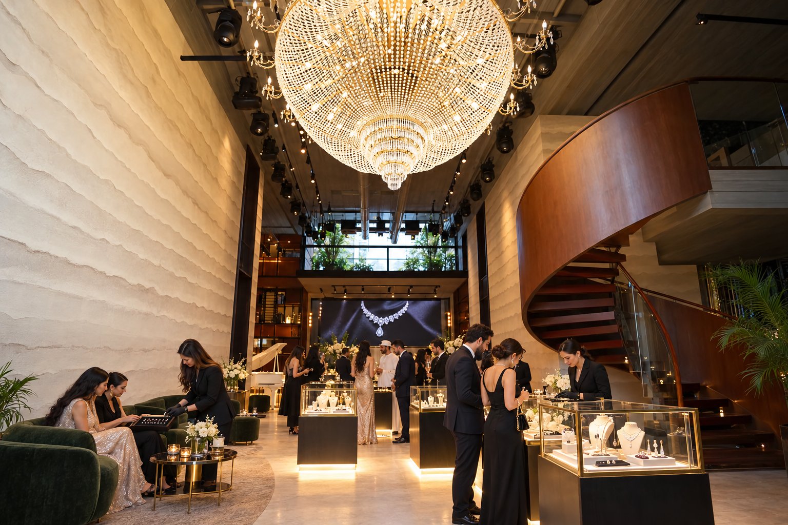 Guests arriving at a private jewellery preview at Someone’s House Dubai