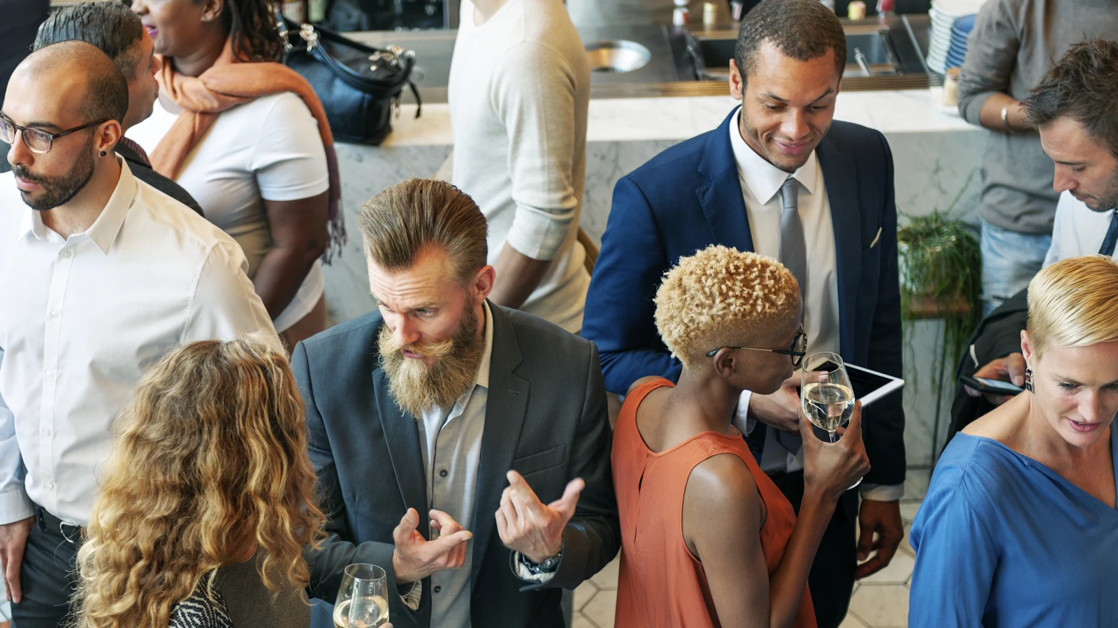 Guests networking and connecting at a corporate event