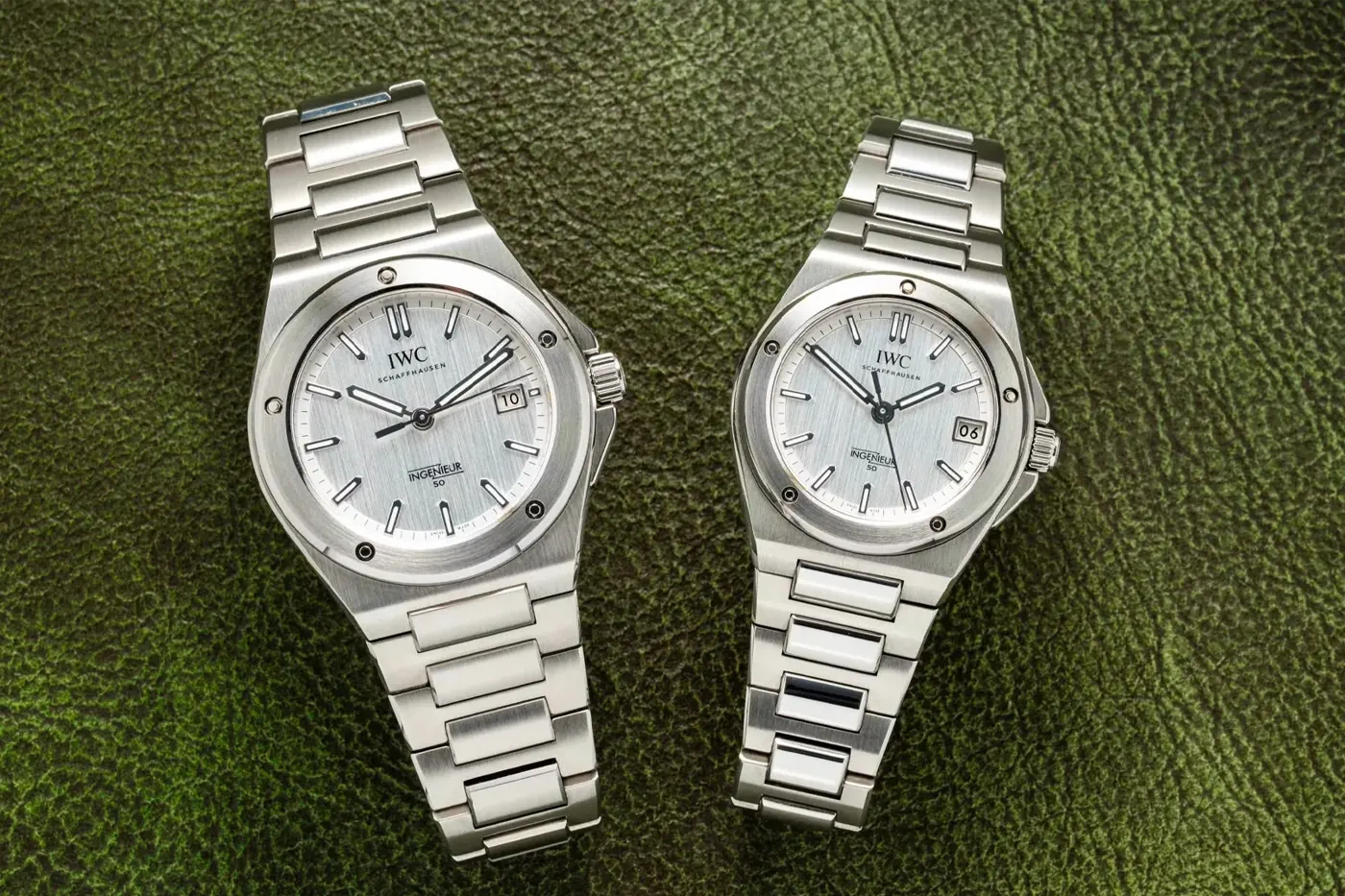 Two stainless steel watches prepared for a private watch preview