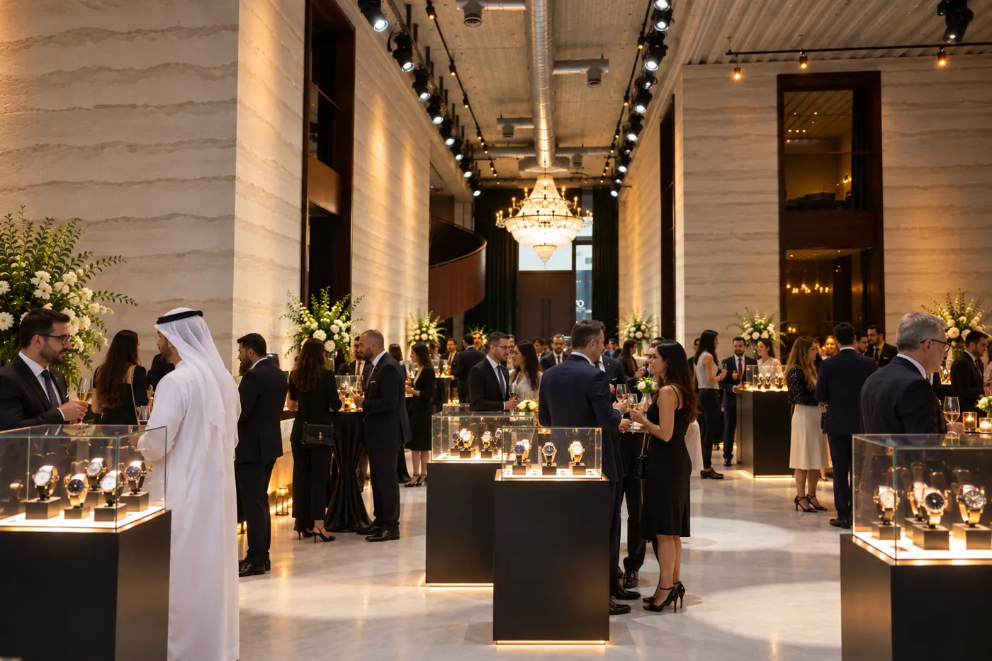 Guests viewing watches at a private watch launch event in Dubai