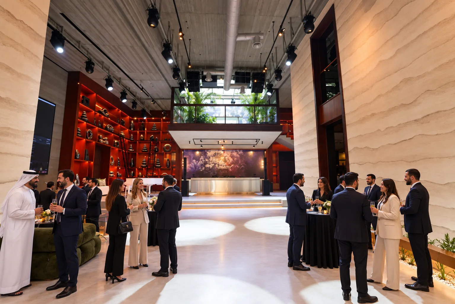 Guests networking at a private press briefing venue at Someone’s House in Al Quoz, Dubai