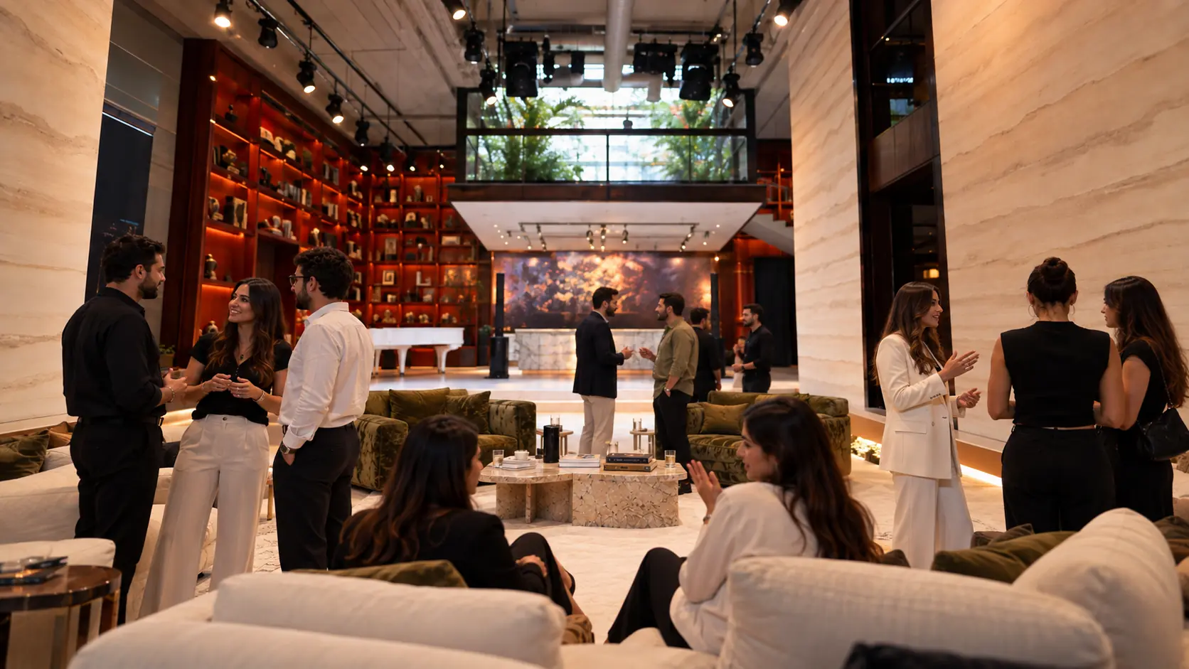Guests networking after a live podcast recording in Dubai