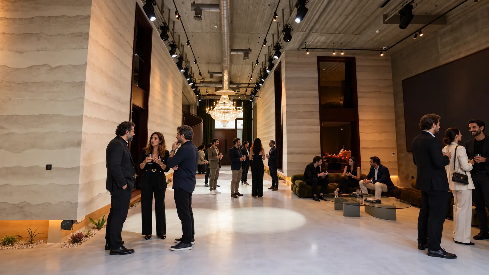 Film industry guests mingling at an evening event at Someone’s House Dubai